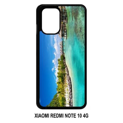Coque xiaomi redmi note 10 4g - cadre paradisiaque cases sur piloties - noir
