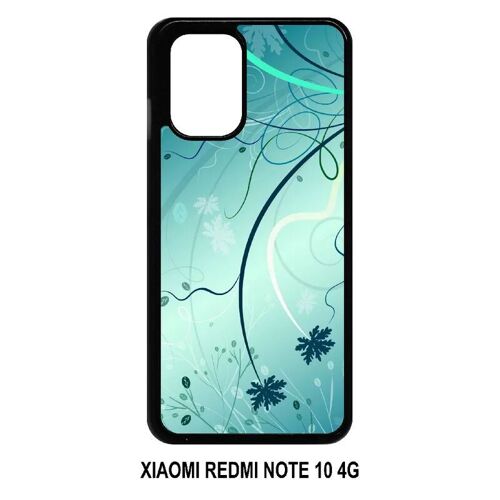 Coque Xiaomi Redmi Note 10 4g - Abstrait Turquoise Fleur - Noir