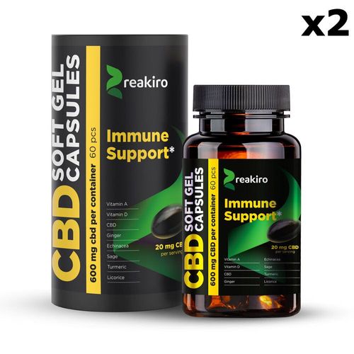 60 Gélules Cbd Full Spectrum 600mg, Immune Support 2 Boîtes 