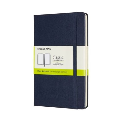Moleskine Notebook, Medium, Blank/Plain, Hard Cover, Sapphire Blue