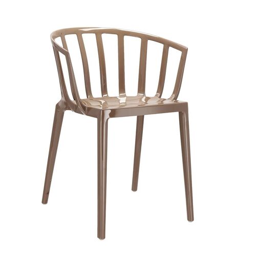 Kartell Set De 2 Chaises Avec Accoudoirs Venice (Gris Tourterelle - Polycarbonate Coloré Dans La Masse)