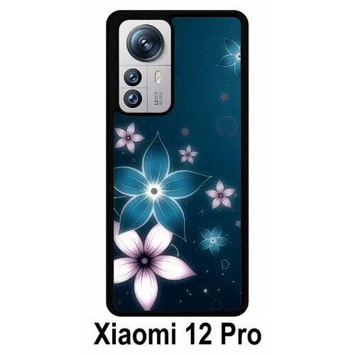 Coque pour xiaomi 12 pro - abstrait fleur de lotus - silicone - noir