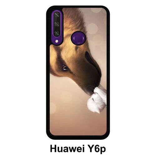 Coque huawei y6p - amour de chaton chien - silicone - noir