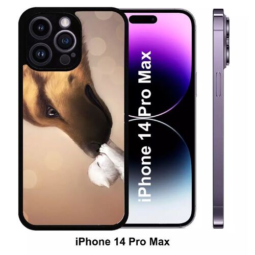 Coque iphone 14 pro max - amour de chaton chien - silicone - noir