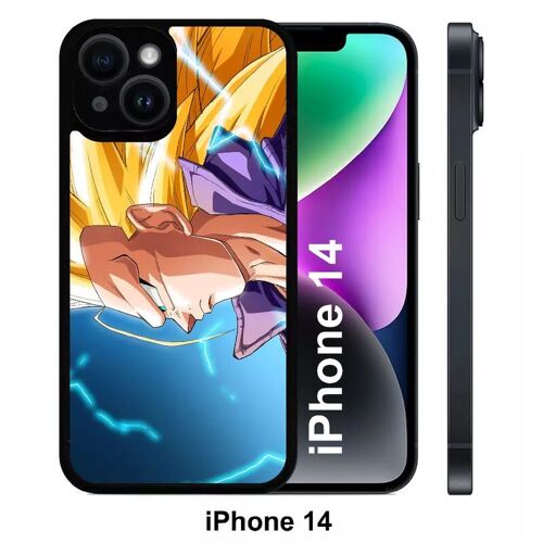 Coque iphone 14 - dragon ball gt trunks super saiyan 3 - silicone - noir