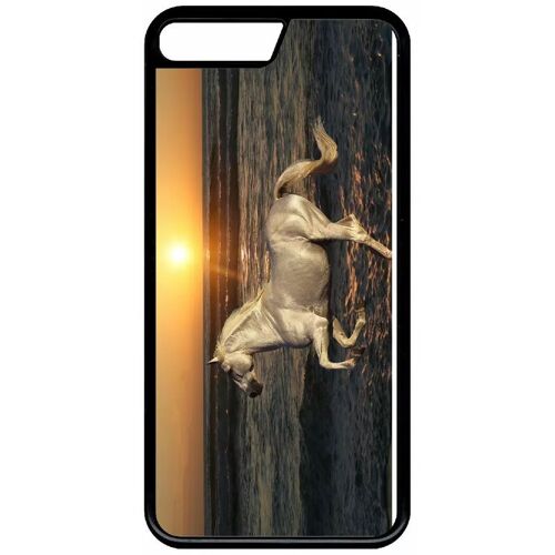 Coque Pour Iphone Se 2022 - Cheval Blanc Couché De Soleil Sur La Plage - Silicone - Noir