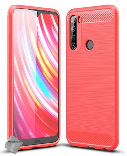 Housse etui coque silicone gel carbone pour Xiaomi Redmi Note 8T + film ecran - ROUGE