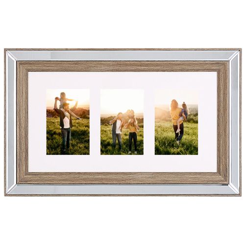 Cadre pêle-mêle 3 photos effet miroir et bois foncé SINTA