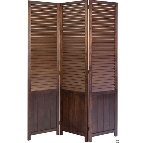 Paravent 3 panneaux marron en bois 120x170cm PAR06021