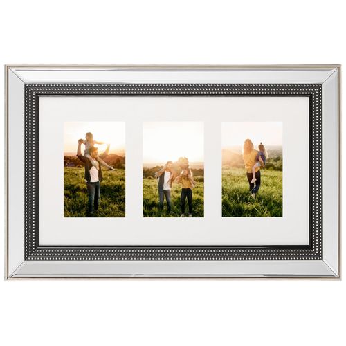 Cadre miroir pour 3 photos argenté DALABA