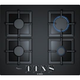 Bosch Serie 6 PPP6A6B20 - Table de cuisson au gaz - 4 plaques de cuisson - Niche - largeur : 56 cm - profondeur : 48 cm - noir - avec garnitures noires - noir
