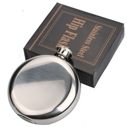 Mini Flacon Rond En Acier Inoxydable, Bouteille D'alcool De Haute Qualité, Flacon De Whisky Poli Miroir, Flacon De Poche Portable 5oz