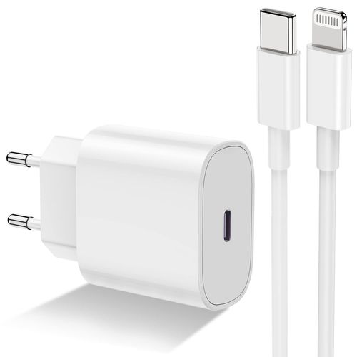 Chargeur Rapide iPhone avec 2m Cable USB C ver Lightning 20W Prise Chargeur USB C Adaptateur Secteur pour iPhone 14/14 Pro Max/13/12Mini/11/SE/X/XS/XR/SE/iPad