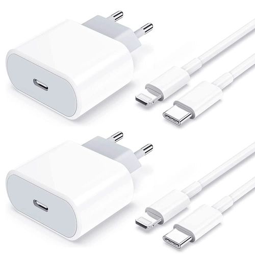 Chargeur Rapide iPhone Lot de 2 Chargeur Rapide USB C 20W et Câble USB-C vers Lightning 2M pour iPhone 14/14 Plus/14 Pro/14 Pro Max/13/12/SE/11/XR/XS Max/X/8 P/ iPad Pro Air Mini