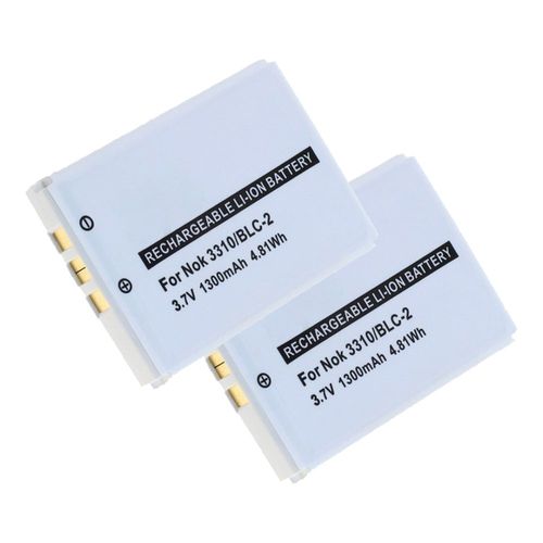 2x Batterie Pour Nokia 3310 / 3330 / 3410 / 3510 / 3510i / 5510 / 6650 / 6800 / 6810 - Blc-2, Blc-1, Bmc-3 (1300mah) , Batterie De Remplacement