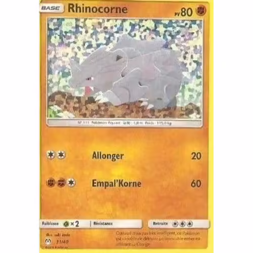 Pokémon Mcdonald 2019 Rhinocorne 31 / 40