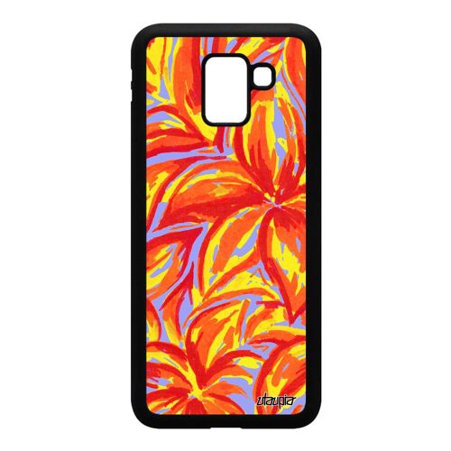 Coque Samsung Galaxy J6 2018 silicone fleurs SM-J600F/DS motif original telephone texture nature bouquet peinture souple orange de
