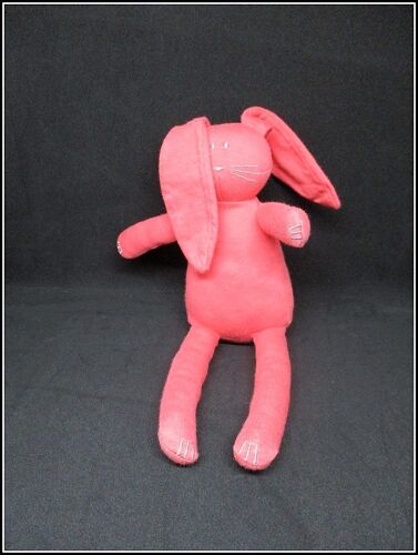 Doudou Peluche Lapin Petit Bateau Rouge Orange Corail