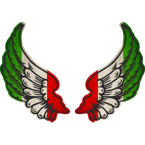 Autocollant Sticker Ailes Biker Motard Drapeau Pays I Italie