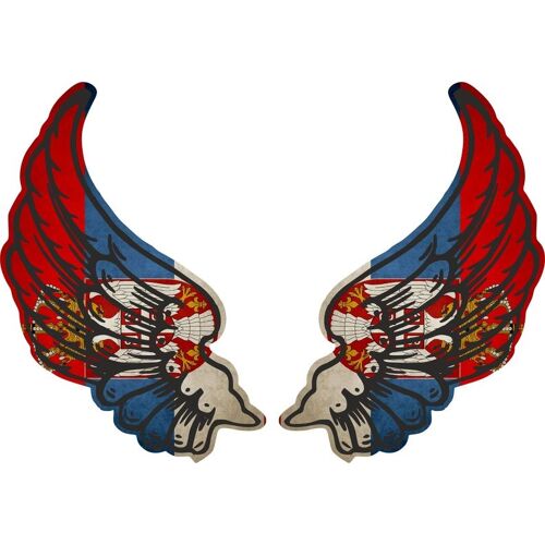 Autocollant Sticker Ailes Biker Motard Drapeau Pays Srb Serbie