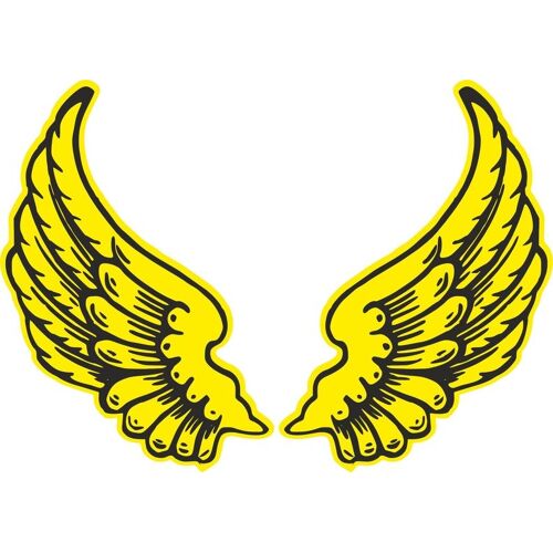 Autocollant Sticker Ailes Biker Motard Drapeau Jaune