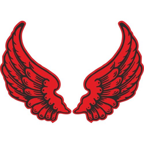 Autocollant Sticker Ailes Biker Motard Drapeau Rouge