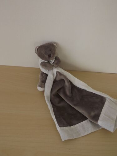 Doudou Ours Gris Blanc Minisu Nicotoy