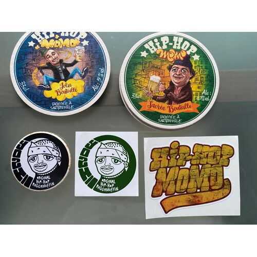 Lot Promo "Yoshi Hip-Hop Momo" (Décapsuleur, Autocollants, Coasters)