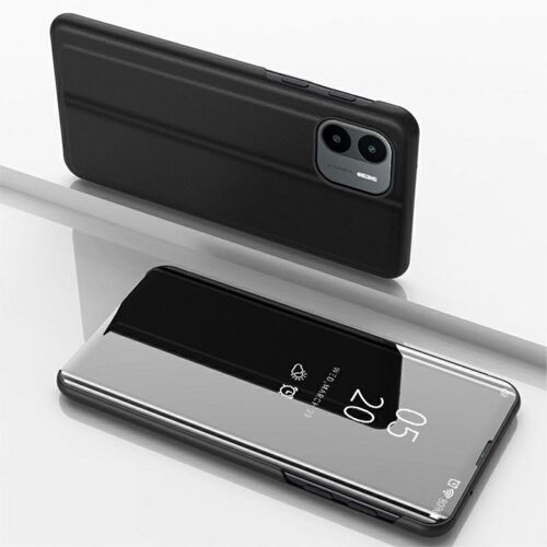 Housse pour Xiaomi Redmi A1 / A1 Plus - etui coque portefeuille clear view + verre trempe - NOIR