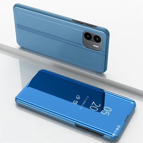 Housse pour Xiaomi Redmi A1 / A1 Plus - etui coque portefeuille clear view + verre trempe - BLEU