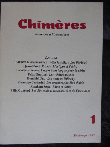 Revue Chimères N° 1, Revue Des Schizoanalyse