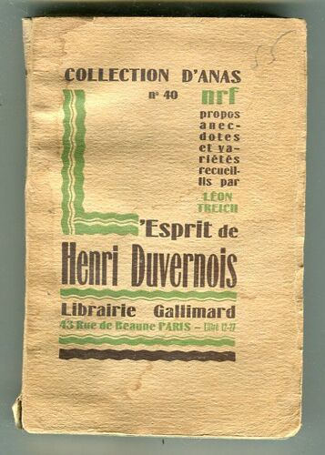 L'esprit De Henri Duvernois - ( Premières Pages Abimées )