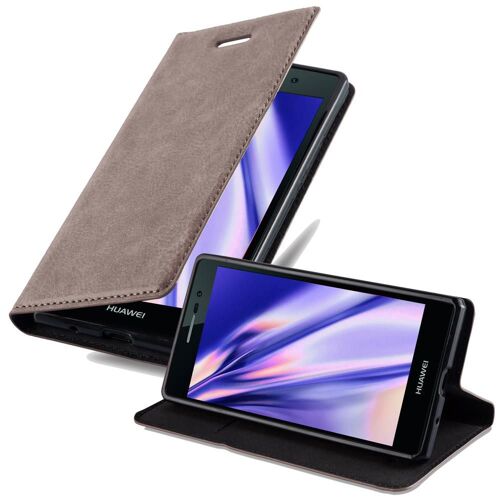 Cadorabo Housse Compatible Avec Huawei Ascend P7 En Marron Café - Étui De Protection Avec Fermeture Magnétique, Fonction De Support Et Compartiment Pour Carte