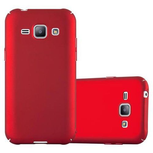 Cadorabo Housse Compatible Avec Samsung Galaxy J1 2015 En Metallic Rouge - Hard Case Étui De Protection D'aspect Métallique Contre Les Rayures Et Les Chocs