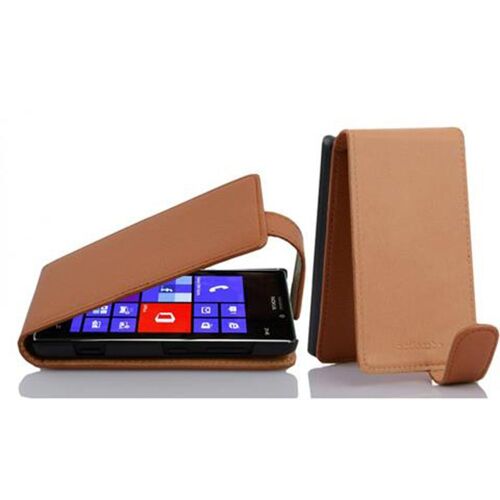 Cadorabo Housse compatible avec Nokia Lumia 925 en NOISETTE MARRON - Étui de protection au design flip en similicuir structuré