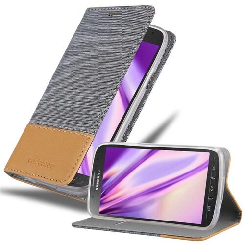 Coque Pour Samsung Galaxy S4 Active En Gris Clair Marron Housse De Protection Étui Avec Fermeture Magnétique, Fonction De Support Et Compartiment Pour Carte