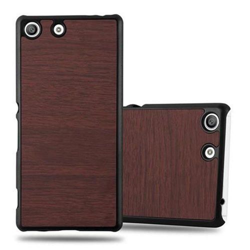 Cadorabo Housse Compatible Avec Sony Xperia M5 En Woody Café - Hard Case Étui De Protection En Bois Contre Les Rayures Et Les Chocs