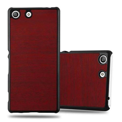Cadorabo Housse Compatible Avec Sony Xperia M5 En Woody Rouge - Hard Case Étui De Protection En Bois Contre Les Rayures Et Les Chocs