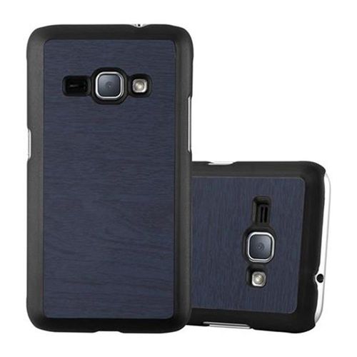 Cadorabo Housse Compatible Avec Samsung Galaxy J1 2016 En Woody Bleu - Hard Case Étui De Protection En Bois Contre Les Rayures Et Les Chocs