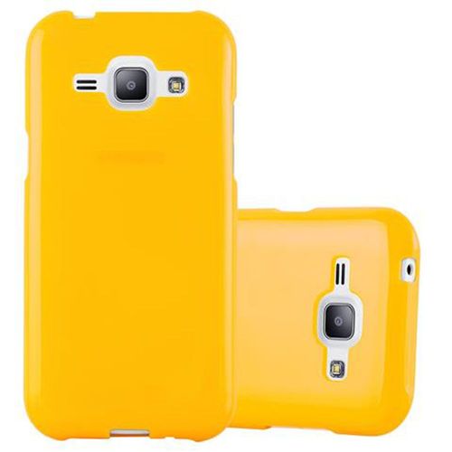 Cadorabo Housse Compatible Avec Samsung Galaxy J1 2015 En Jelly Jaune - Étui De Protection En Silicone Tpu Flexible
