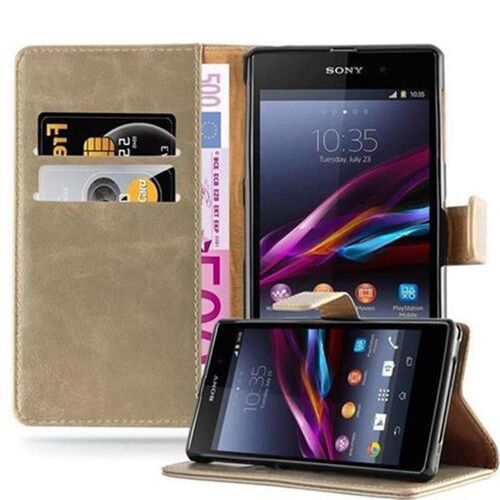 Cadorabo Housse Compatible Avec Sony Xperia Z1 En Marrone Cappucino - Étui De Protection Avec Fermeture Magnétique, Fonction De Support Et Compartiment Pour Carte