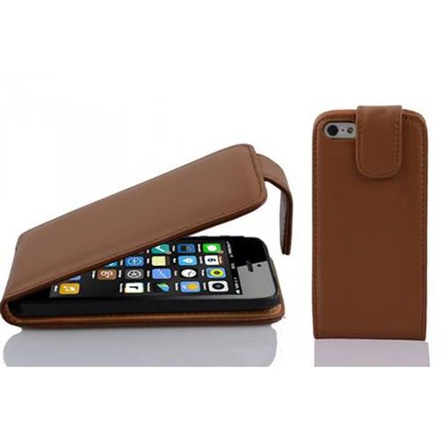 Cadorabo Housse Compatible Avec Apple Iphone 5c En Noisette Marron - Étui De Protection Au Design Flip En Similicuir Lisse