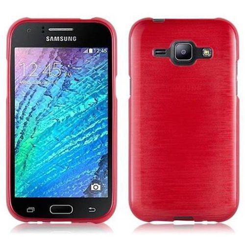 Cadorabo Housse Compatible Avec Samsung Galaxy J1 2015 En Rouge - Étui De Protection En Silicone Tpu Flexible Au Design Brossé
