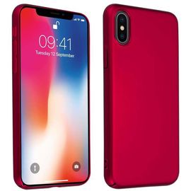 Coque Pour Apple Iphone X / Xs En Metallic Rouge Hard Case Housse De Protection Étui D'aspect Métallique Contre Les Rayures Et Les Chocs
