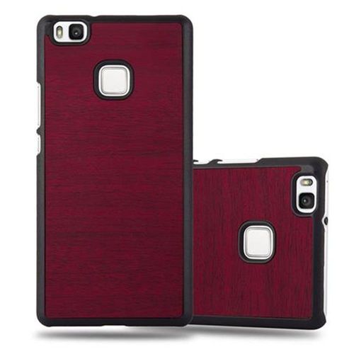 Cadorabo Housse Compatible Avec Huawei P9 Lite 2016 / G9 Lite En Woody Rouge - Hard Case Étui De Protection En Bois Contre Les Rayures Et Les Chocs