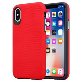 Cadorabo Housse Compatible Avec Apple Iphone X / Xs En Rouge Oeillet - Outdoor Étui De Protection Hybride Avec Surface Antidérapante Extra Grip Au Design Triangle En Silicone Et Plastique