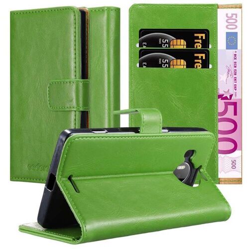 Cadorabo Housse compatible avec Nokia Lumia 950 XL en VERT PRÈ - Étui de protection avec fermeture magnétique, fonction de support et compartiment pour carte