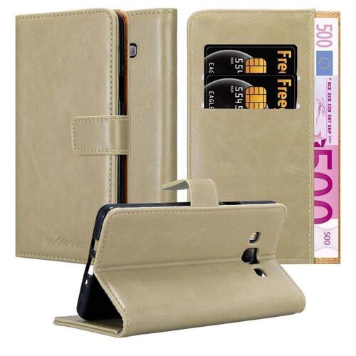 Coque Pour Samsung Galaxy A7 2015 En Marrone Cappucino Housse De Protection Étui Avec Fermeture Magnétique, Fonction De Support Et Compartiment Pour Carte
