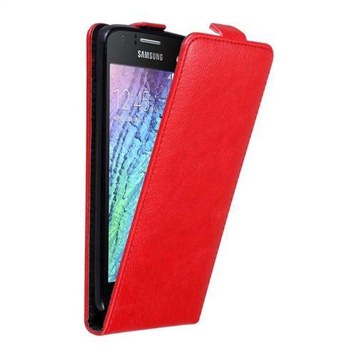 Cadorabo Housse Compatible Avec Samsung Galaxy J1 2015 En Rouge De Pomme - Étui De Protection Au Design Flip Avec Fermeture Magnétique