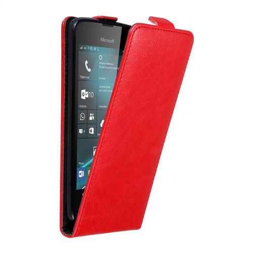 Cadorabo Housse Compatible Avec Nokia Lumia 550 En Rouge De Pomme - Étui De Protection Au Design Flip Avec Fermeture Magnétique